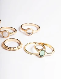 Gold Natural Stone Mixed Ring Pack
