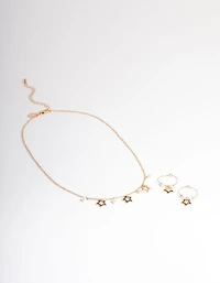 Gold Pearl & Star Jewellery Set