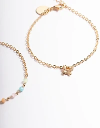 Gold Bead Butterfly Bracelet Pack