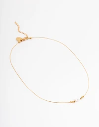Gold Plated Stainless Steel Ball & Freshwater Pearl Necklace