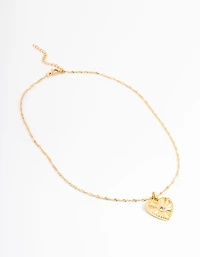 Waterproof Gold Plated Stainless Steel Diamante Heart Necklace
