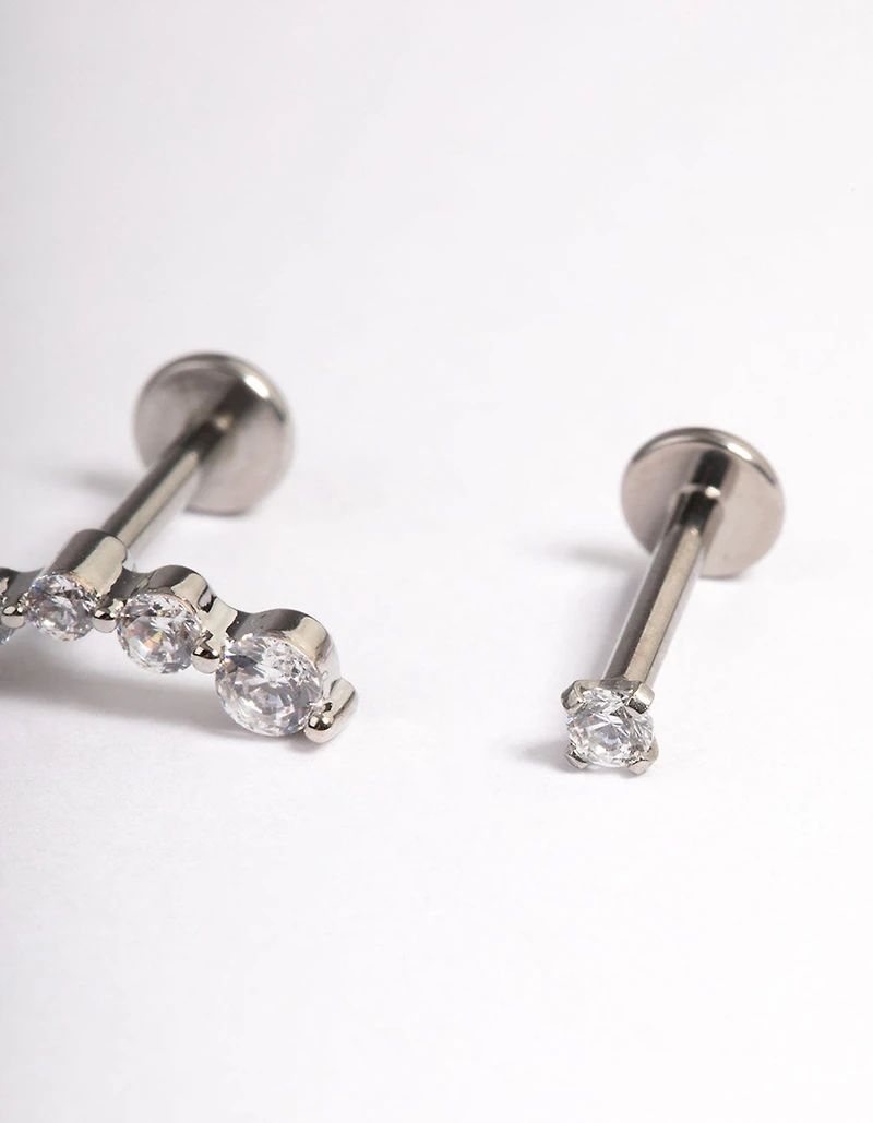 Surgical Steel Cubic Zirconia Crawler Flat Back Pack