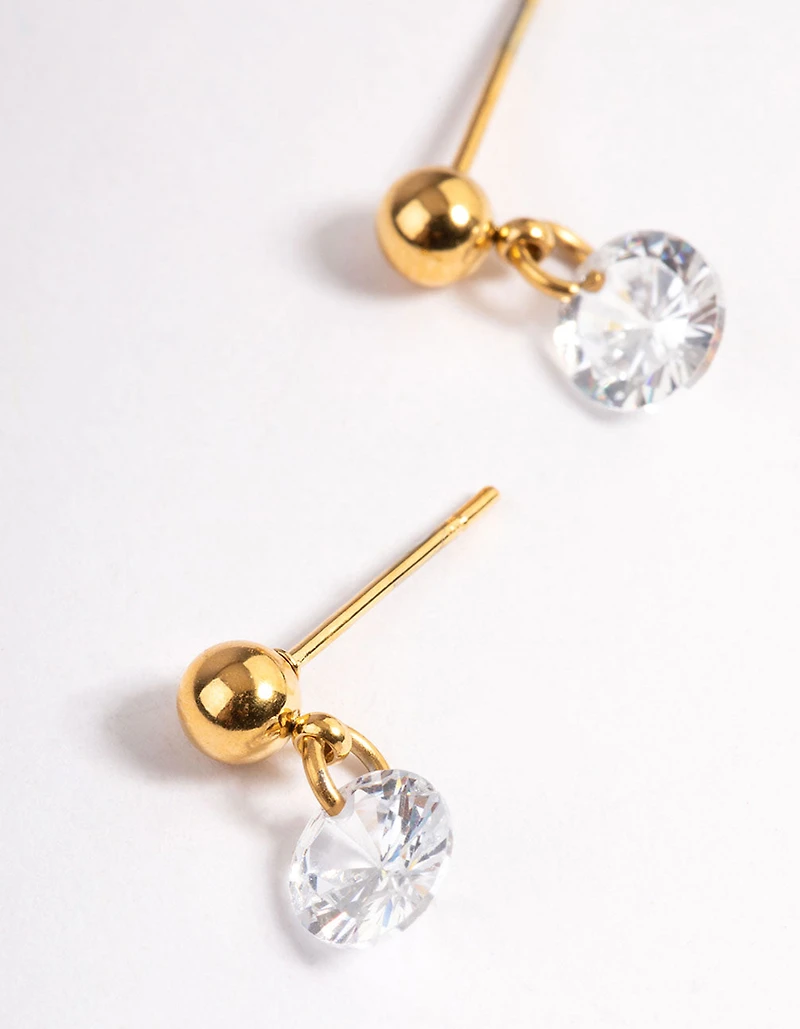 Gold Plated Cubic Zirconia Floating Drop Earrings