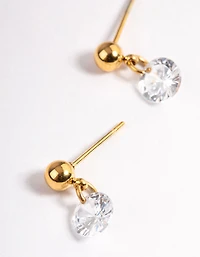 Gold Plated Cubic Zirconia Floating Drop Earrings