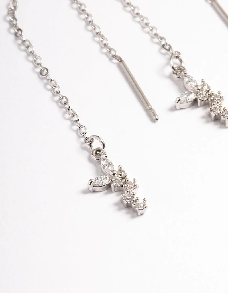 Silver Surgical Steel Butterfly Chain Drop Earrings