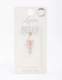 Rose Gold Plated Surgical Steel Butterfly Crystal Belly Ring