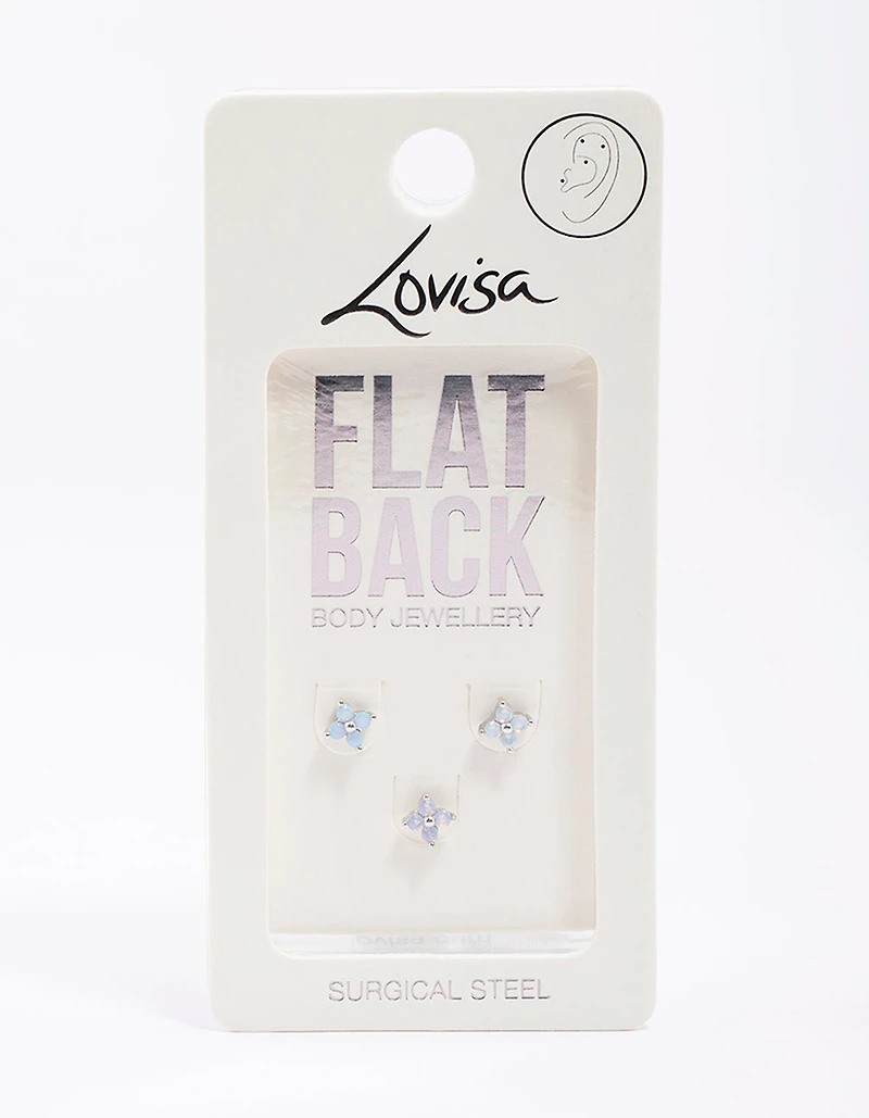 Surgical Steel Flower Flat Back Pack
