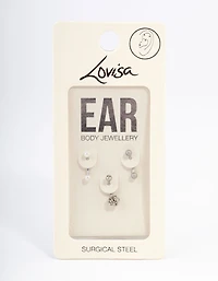 Surgical Steel Rose & Faux Pearl Barbell Pack