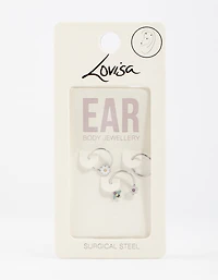 Surgical Steel Flower & Bee Horseshoe Earring Pack