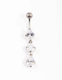 Titanium Cubic Zirconia Three Pear Drop Belly Ring