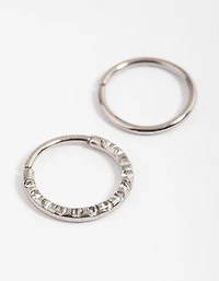 Titanium Cubic Zirconia Texture Ring Nose Pack