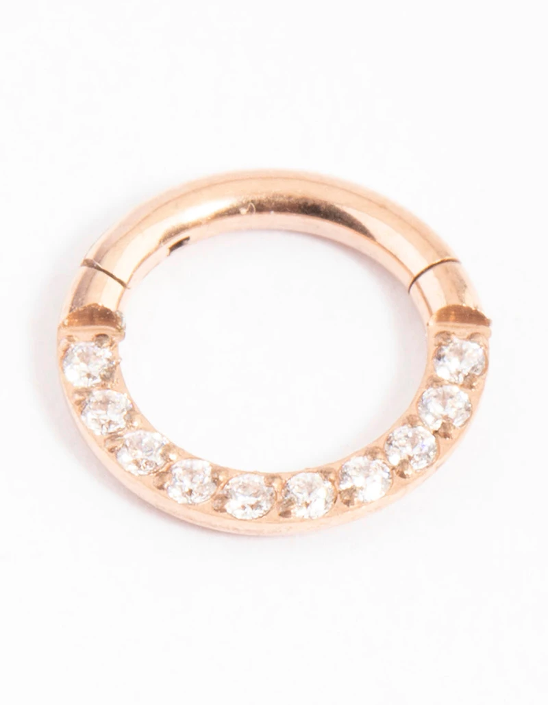 Titane Rose Gold Cubic Zirconia Mixed Clicker Ring 6mm