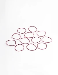 Maroon Fabric Basic Thin Hair Ties 12-Pack
