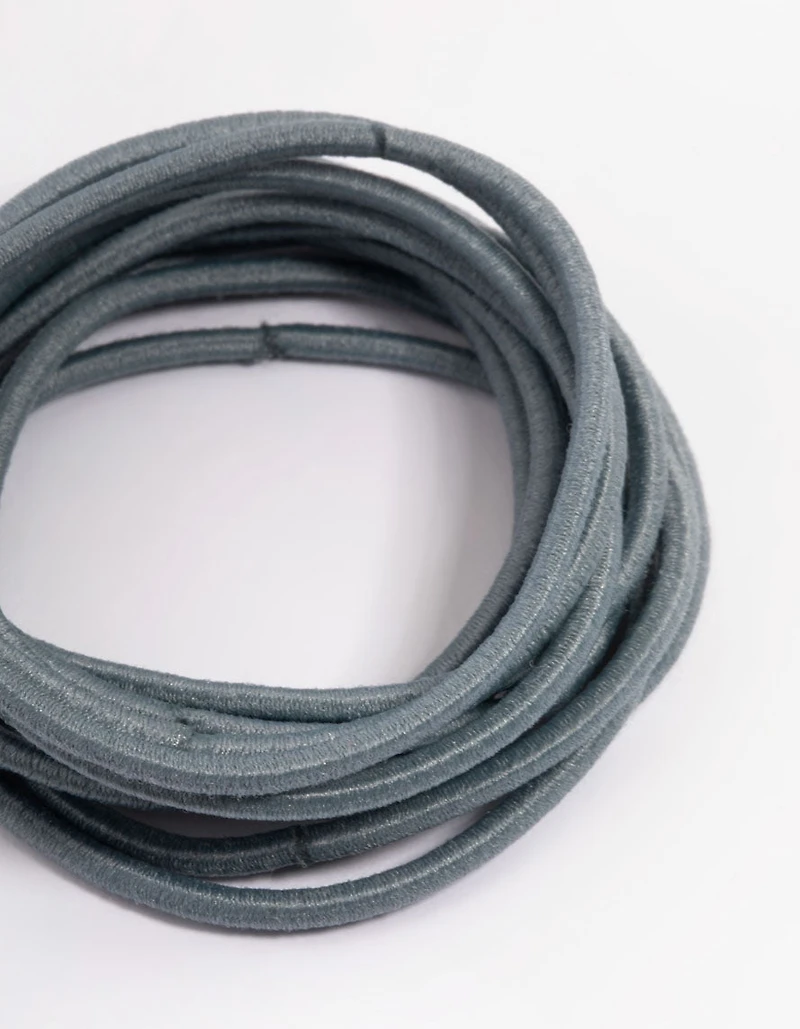 Élastique à cheveux fin de base en tissu bleu, pack de 12