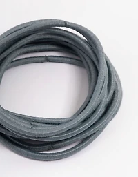 Élastique à cheveux fin de base en tissu bleu, pack de 12