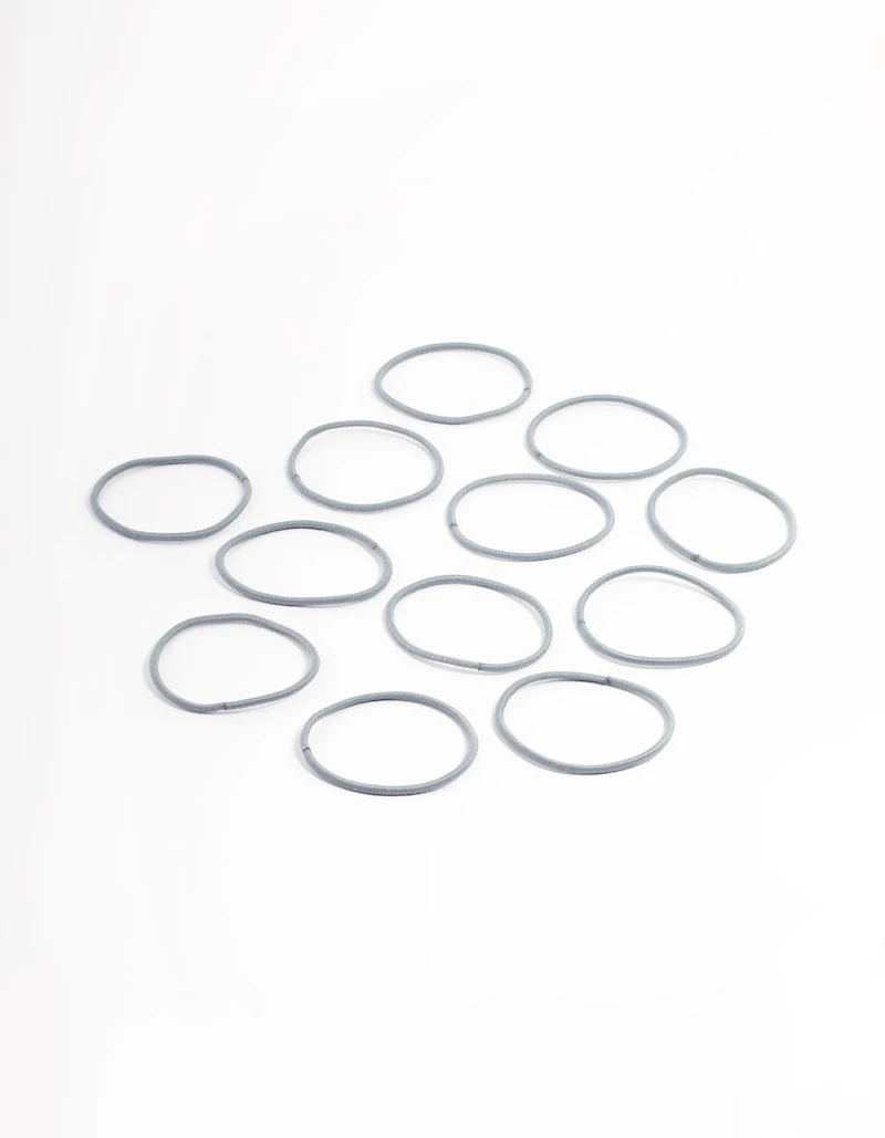Élastique à cheveux fin de base en tissu bleu, pack de 12