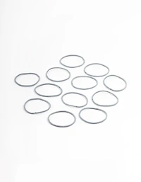 Élastique à cheveux fin de base en tissu bleu, pack de 12