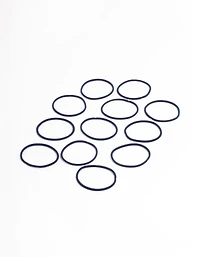 Navy Fabric Basic Thin Hair Ties 12-Pack