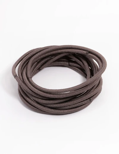 Élastiques à cheveux fins en tissu brun, pack de 12