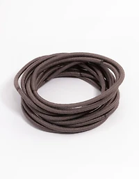 Élastiques à cheveux fins en tissu brun, pack de 12