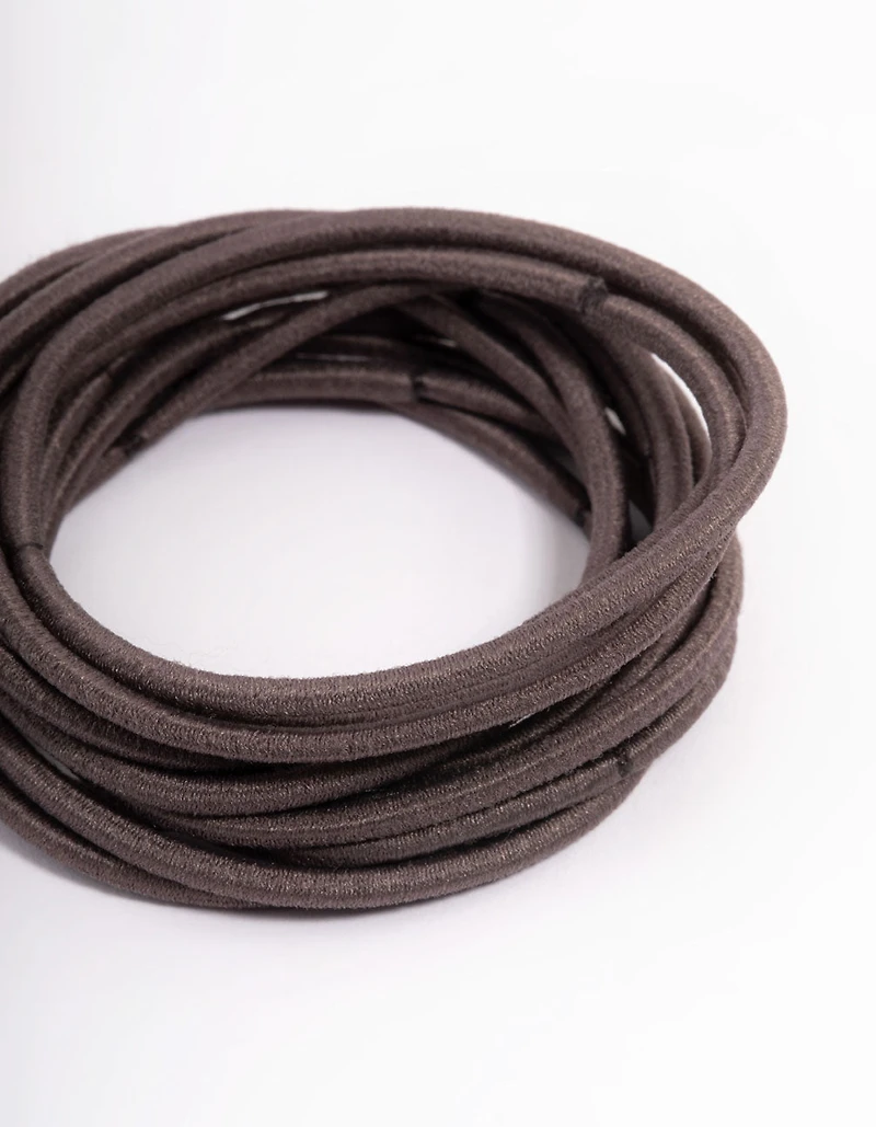 Élastiques à cheveux fins en tissu brun, pack de 12
