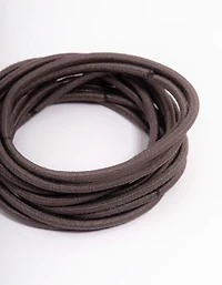 Élastiques à cheveux fins en tissu brun, pack de 12