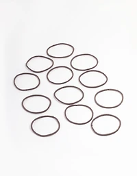 Élastiques à cheveux fins en tissu brun, pack de 12