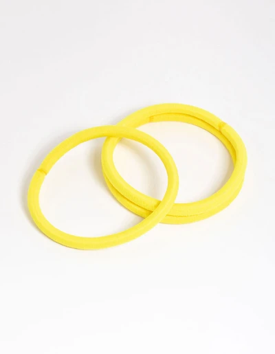Yellow Fabric Classic Hair Tie Pack