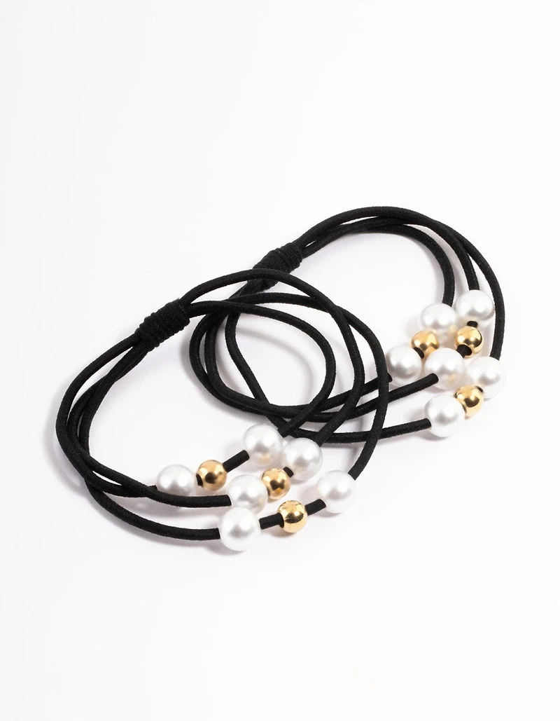 Fabric Pearl & Bead Hair Tie Pack