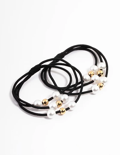 Fabric Pearl & Bead Hair Tie Pack