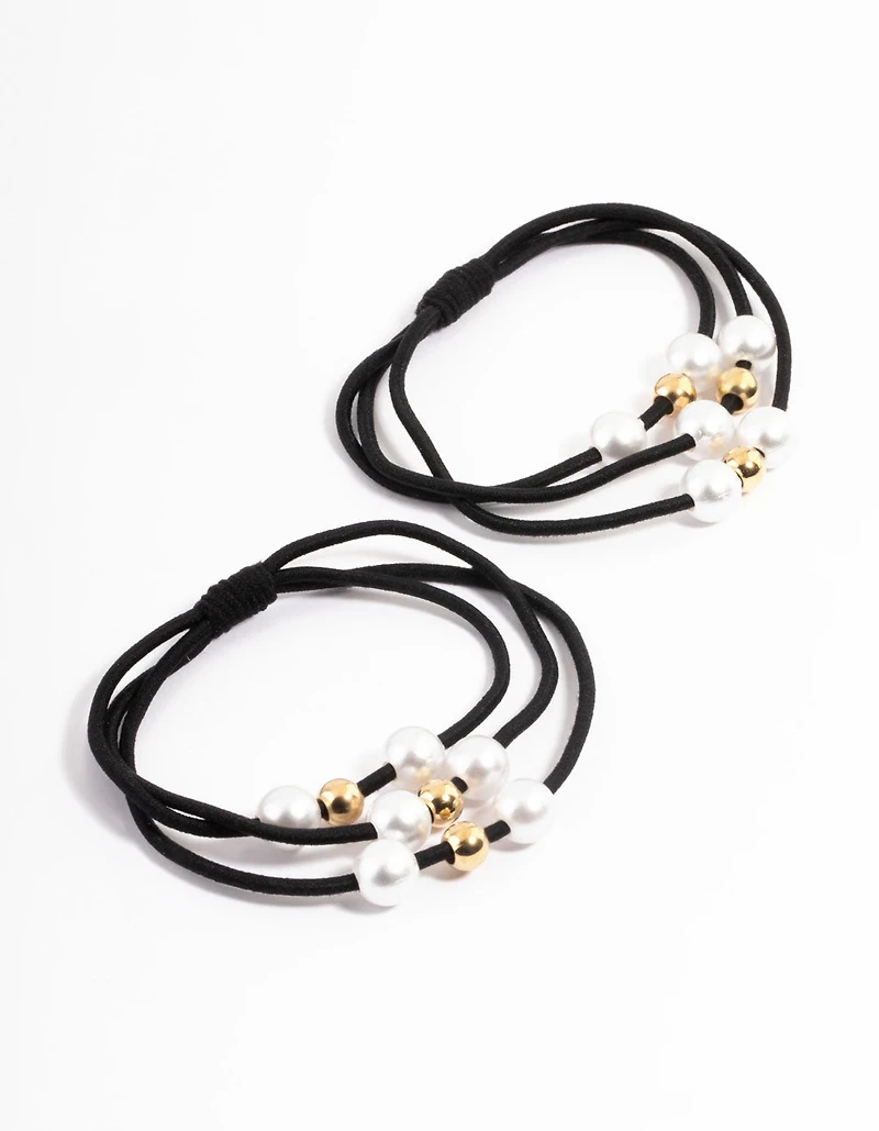 Fabric Pearl & Bead Hair Tie Pack