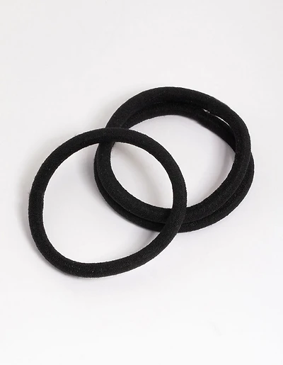 Paquet classique d’élastiques à cheveux en tissu noir