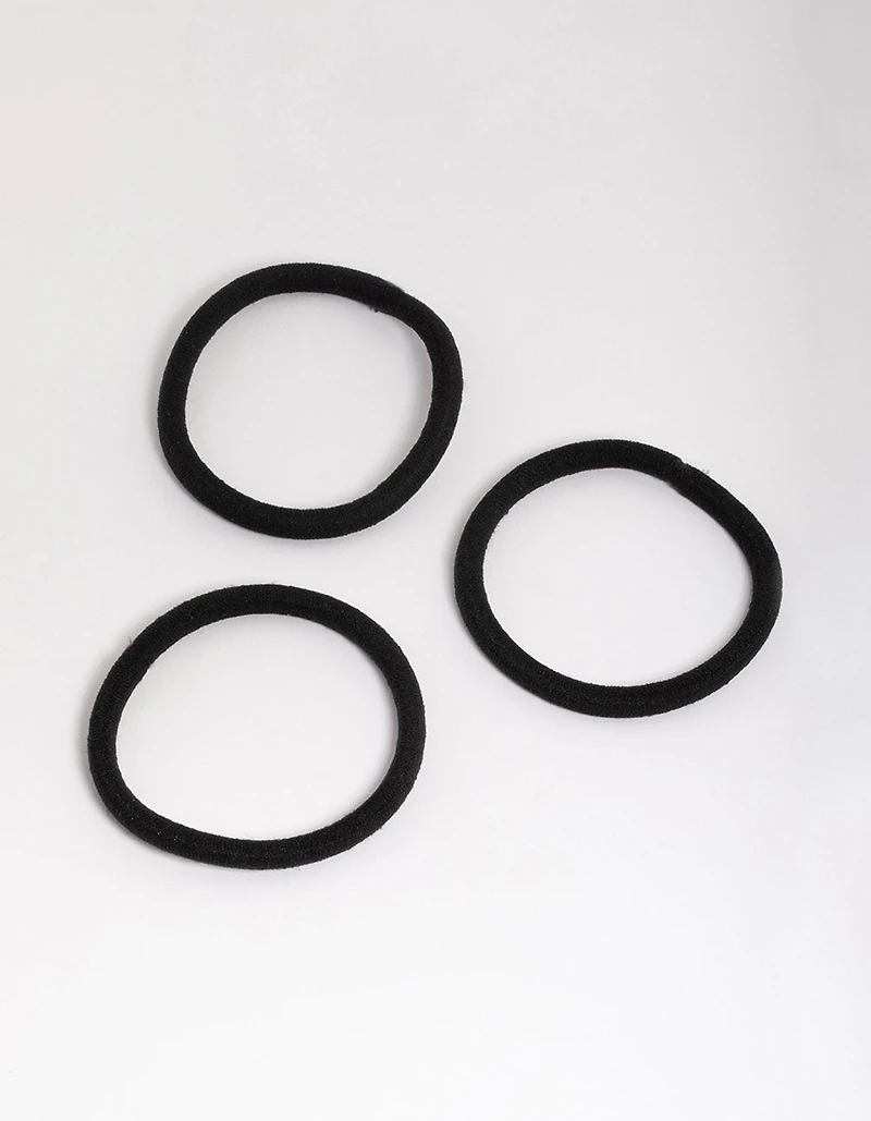 Paquet classique d’élastiques à cheveux en tissu noir