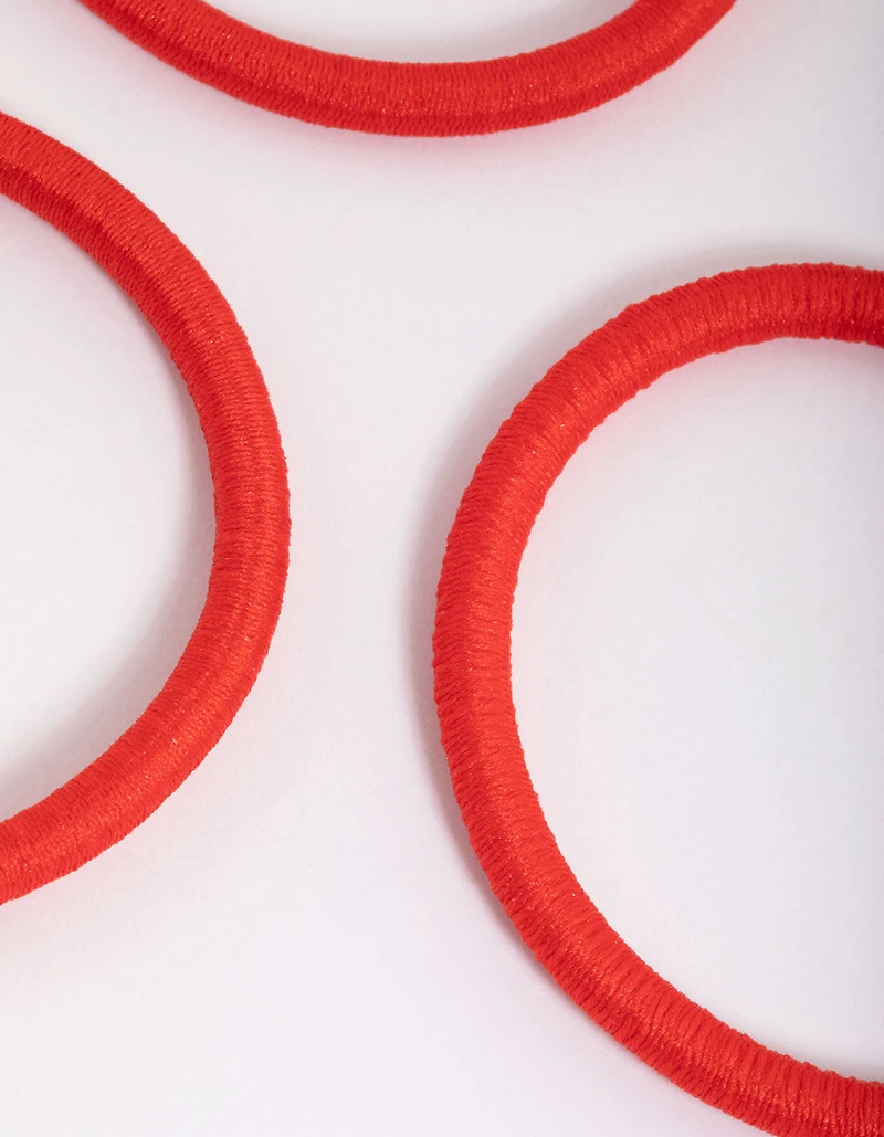 Paquet classique d’élastiques à cheveux en tissu rouge