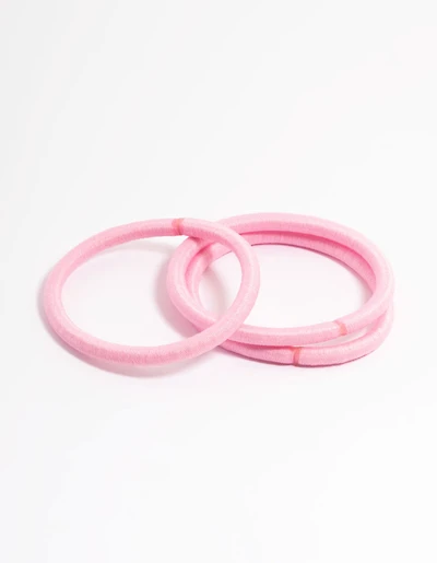 Paquet classique d’élastiques à cheveux en tissu rose