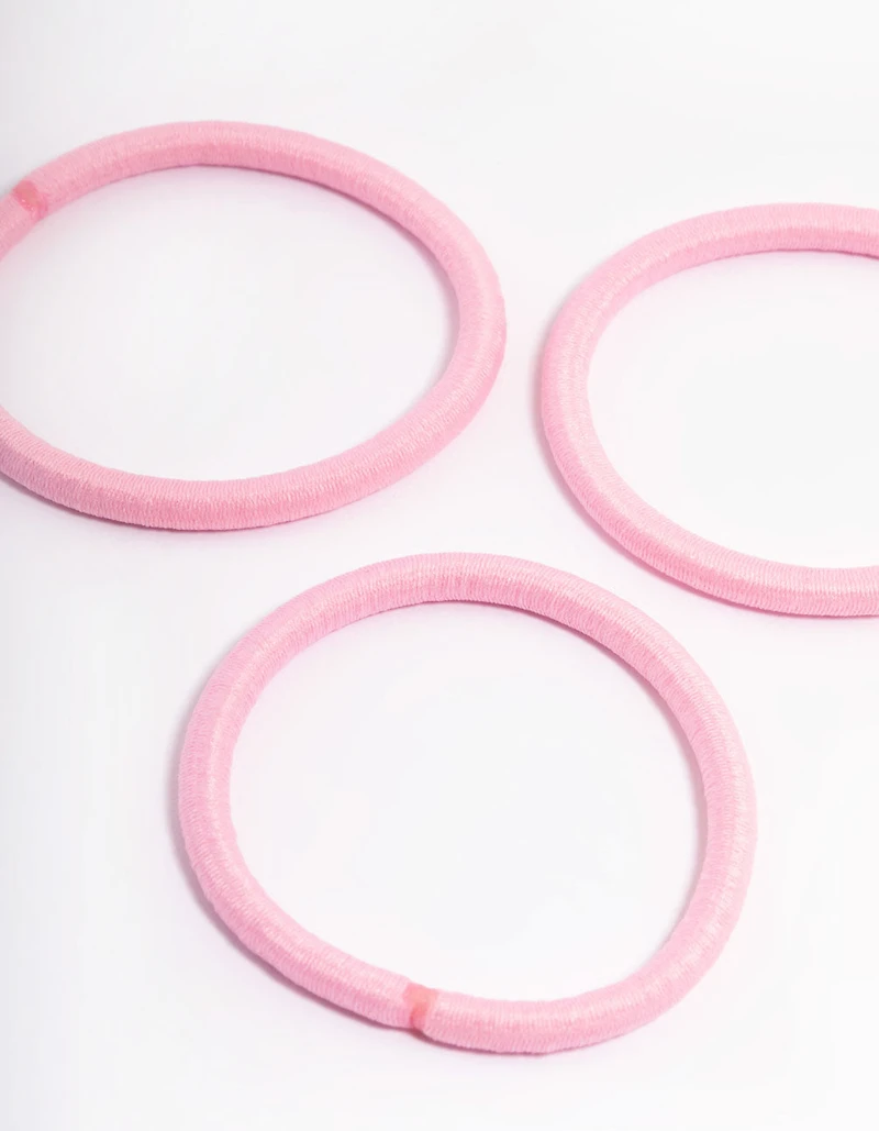Paquet classique d’élastiques à cheveux en tissu rose