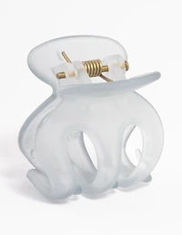Grey Three Prong Mini Hair Claw Clip