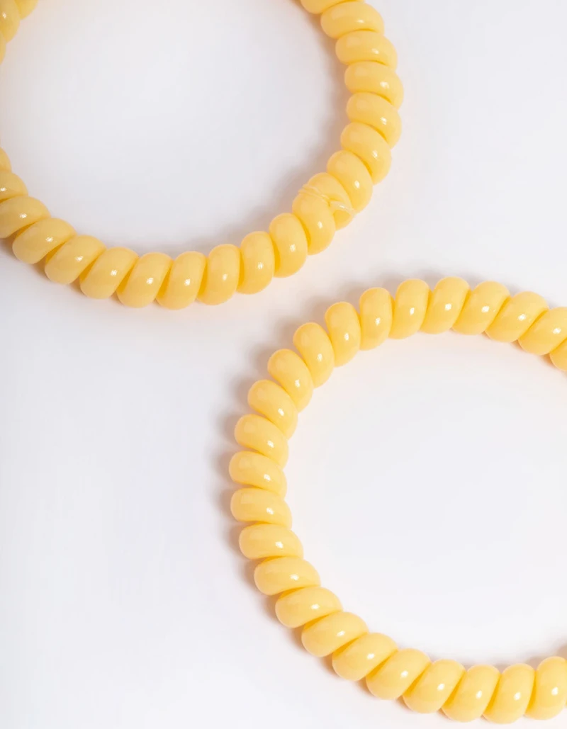 Yellow Plastic Narrow Hair Spiral Pack