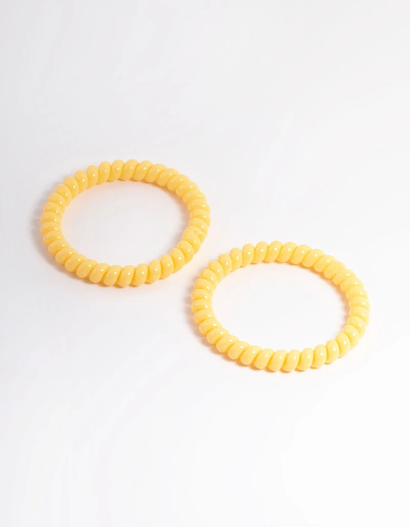 Yellow Plastic Narrow Hair Spiral Pack