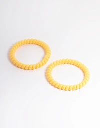 Yellow Plastic Narrow Hair Spiral Pack