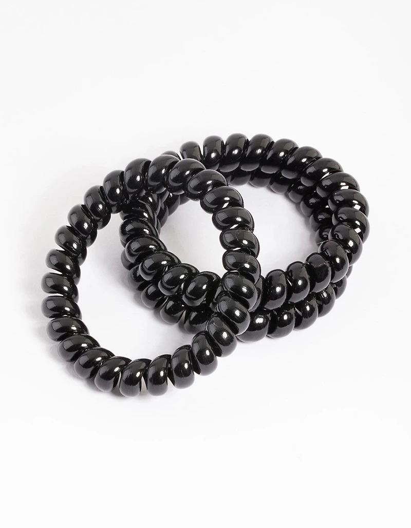 Sachet spiralé en plastique noir pour grands cheveux