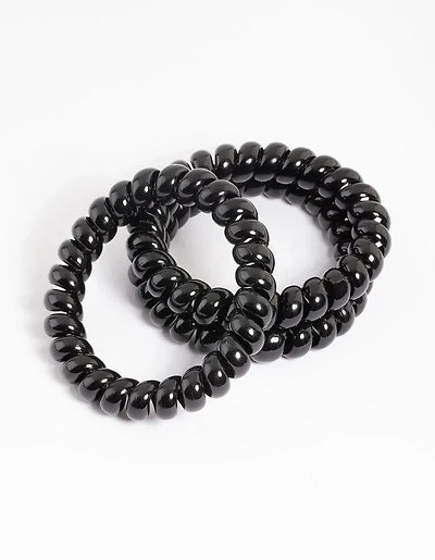 Sachet spiralé en plastique noir pour grands cheveux