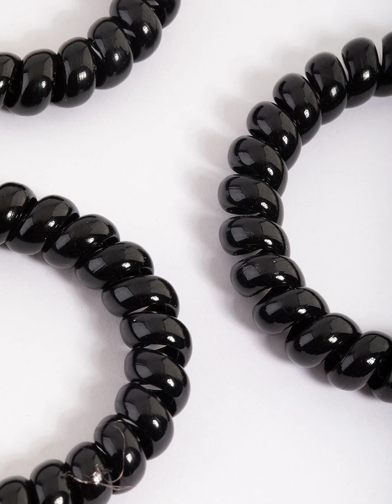 Sachet spiralé en plastique noir pour grands cheveux