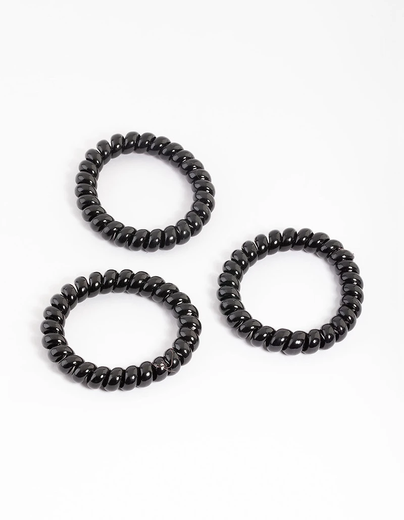 Sachet spiralé en plastique noir pour grands cheveux