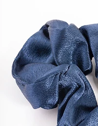 Navy Fabric Satin Scrunchie