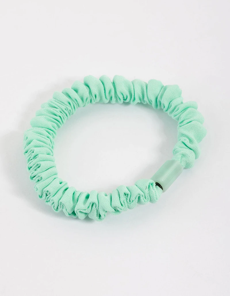 Chouchou fin à pince en tissu turquoise