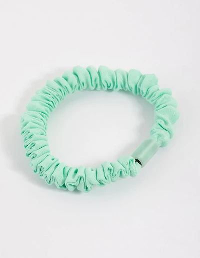 Chouchou fin à pince en tissu turquoise