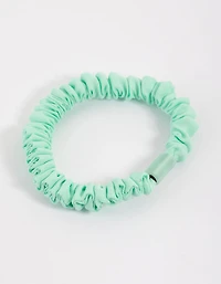 Chouchou fin à pince en tissu turquoise
