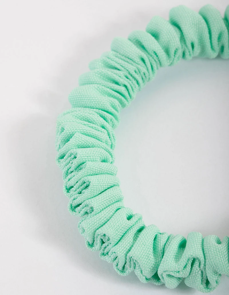 Chouchou fin à pince en tissu turquoise