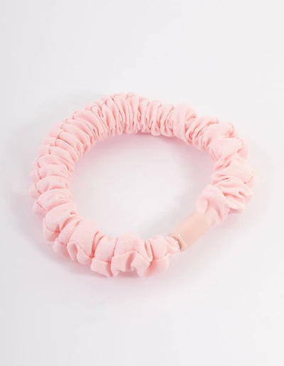 Scrunchie fin à pince en tissu rose